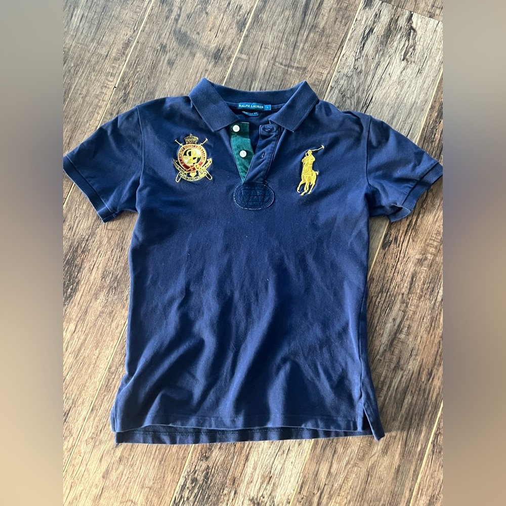Ralph Lauren Black and Green Polo Youth L